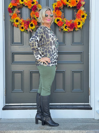 OMBRE GIRAFFE PRINT LUREX KNIT TOP
