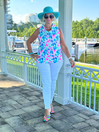 PINK PETALS RUFFLE SLEEVELESS