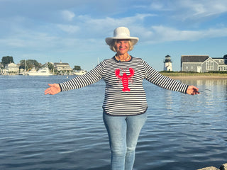 NAVY STRIPE LOBSTER SWEATER
