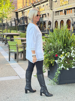 White Crochet Tunic with Crisscross on Shoulder