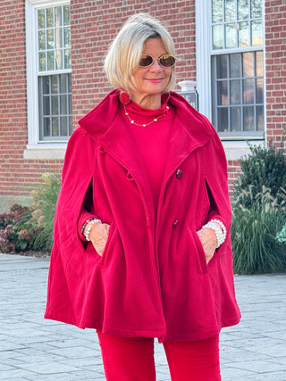 RED Womens Cape Poncho Coat