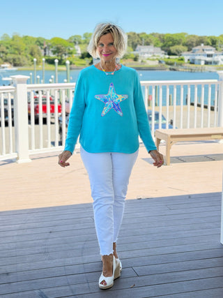 BEACH  CLUB AQUA STARFISH SWEATER LULU-B