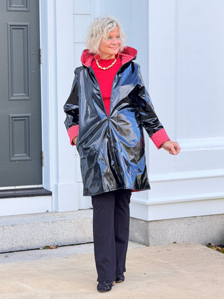 BLACK RED POKA DOT RAINCOAT Cathys Place