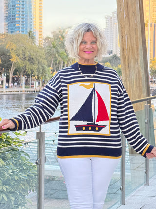 Nautical Stripe Sweater Top Cathys Place