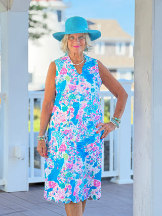 LULU B PALM BEACH SPLASH SCALLOP MIDDY DRESS LULU-B