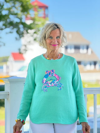 BEACH CLUB SEAFOAM CRAB SWEATER LULU b
