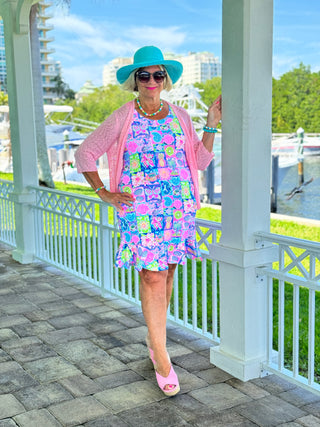 SANDY BEACH COLOR HALTER RUFFLE DRESS