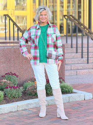St. Patrick’s Day Green Plaid Cozy Shirt Jacket Shacket Lovesoft