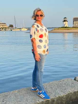 Poka Dot Dolmain top Final Sale