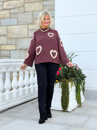 Heart Mock Neck Knit SweateR CHARLIE B