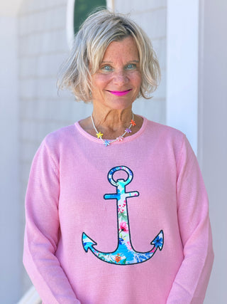 BEACH CLUB PINK ANCHOR SWEATER LULU-B