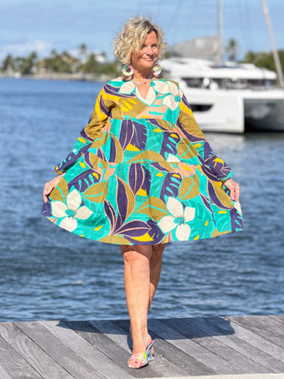 Vintage Leaf Ruffle Dress Cathys Place