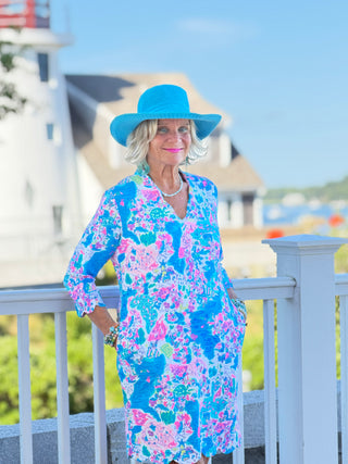 LULU B PALM BEACH SPLASH SCALLOP SLEEVE DRESS LULU-B