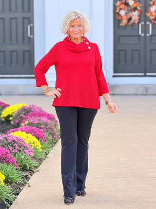 HOLIDAY RED SPARKLE COWL TOP Cathys Place