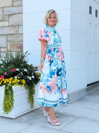 Floral Belted Maxi Dress CATHYS RESORTWEAR