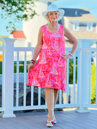 HARBOR LIGHTS RED SAILBOAT DRESS TANGO MANGO