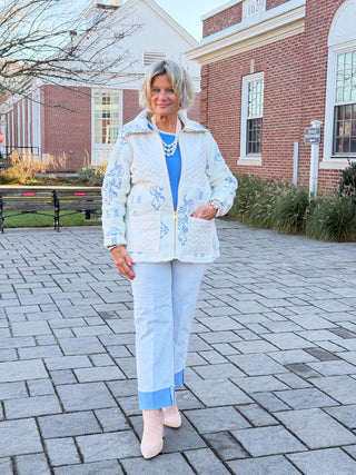 Women's Embroidered Quilted Shearling Jacket Cathys Place