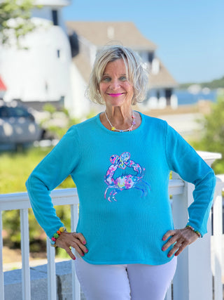 BEACH CLUB AQUA CRAB SWEATER LULU-B