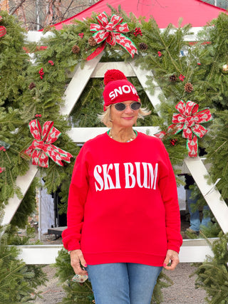 RED SKI BUM Suede-Like Flocked Logo Heavyweight Sweatshirt Cathys Place