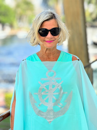 SWAROVSKI CRYSTAL SEAFOAM ANCHOR STATEMENT TOP