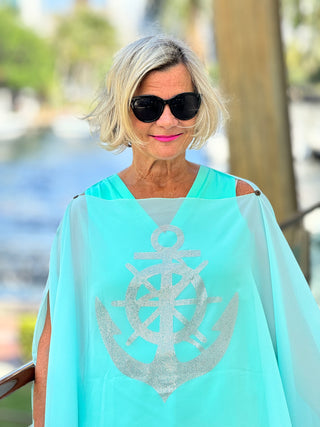 SWAROVSKI CRYSTAL SEAFOAM ANCHOR STATEMENT TOP