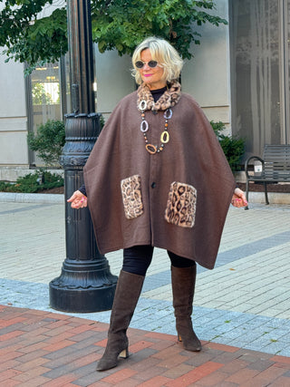 Whisper of the Wild: The Leopard Pocket Winter Cape
