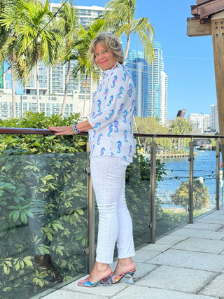 LULU B SHORELINE CHARM RUFFLE TOP