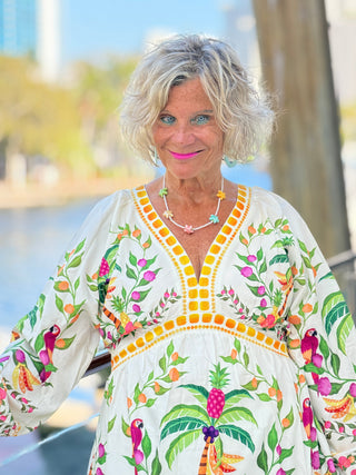 Bohemian V-neck three-quarter sleeve mini dress Lily Clothing