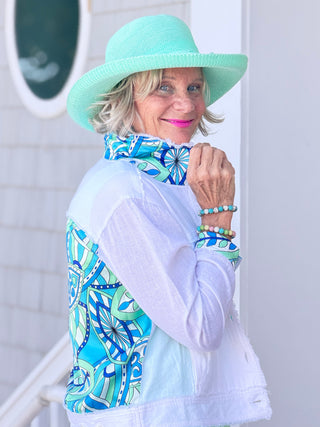 MINT MOSAIC LINEN JACKET TANGO MANGO