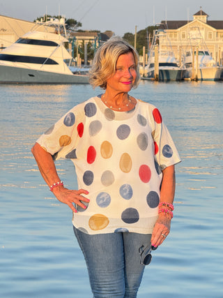 Poka Dot Dolmain top Final Sale