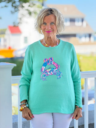 BEACH CLUB SEAFOAM CRAB SWEATER LULU b