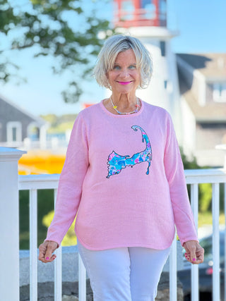 BEACH CLUB PINK CAPE COD MAP SWEATER LULU-B