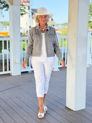 LULU B BLACK CHAMBRAY LINEN JACKET LULU-B