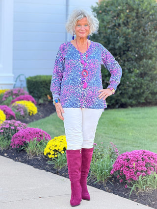 SHADES OF BLUE  ROUGED CARDIGAN LULU-B