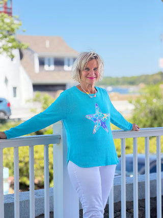 BEACH  CLUB AQUA STARFISH SWEATER LULU-B