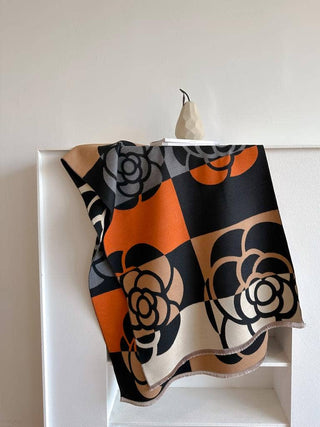 Orange / Black Geo Rose Reversible Wrap