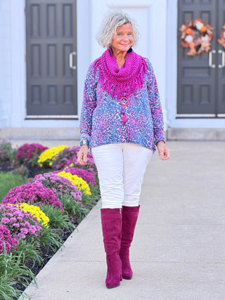 SHADES OF BLUE  ROUGED CARDIGAN LULU-B