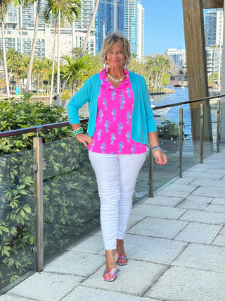 LULU B SEAHORSE BAY SLEEVELESS RUFFLE TOP