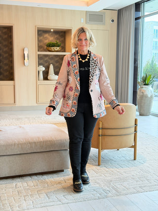 LUPA One Size Italian Parisian Chic Print Blazer  SHIPPING NOV 13-16 Cathys Place