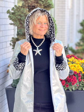 SILVER POKA DOT RAIN COAT Cathys Place