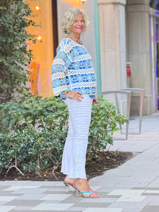 Floral Cotton Blend Crochet Top CHARLIE B