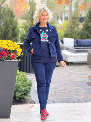 LULU-B NAVY VELOUR JACKET LULU-B