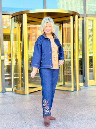 Women's Embroidered Pull On Ankle Jeans Cathys Place