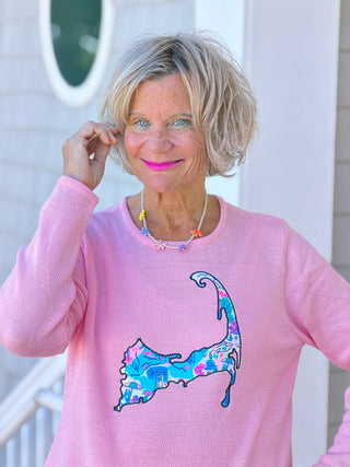 BEACH CLUB PINK CAPE COD MAP SWEATER LULU-B