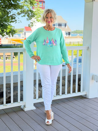 BEACH CLUB  SEAFOAM SAILBOAT SWEATER LULU-B