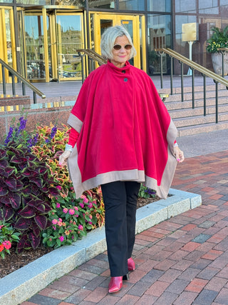 Red Womens Poncho Outer Coat
