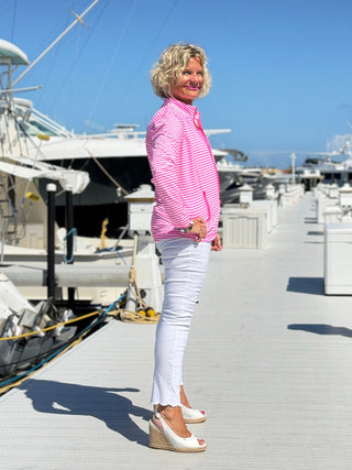 NAUTICAL HOT PINK STRIPED JACKET LULU-B