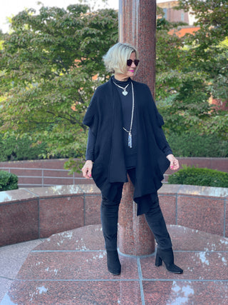 HOLIDAY RUFFLE BLACK WRAP