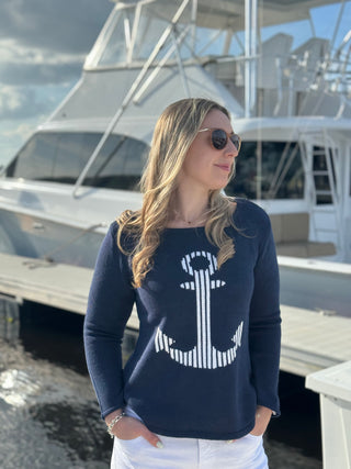 NAVY ANCHOR SWEATER