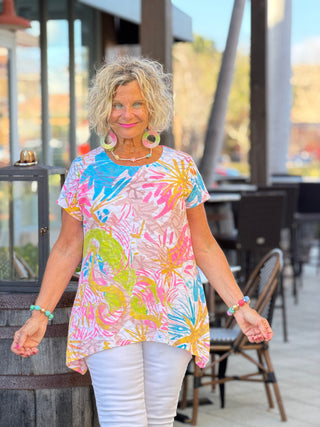 TROPICAL RESORT SHORT SLEEVE TOP LULU b